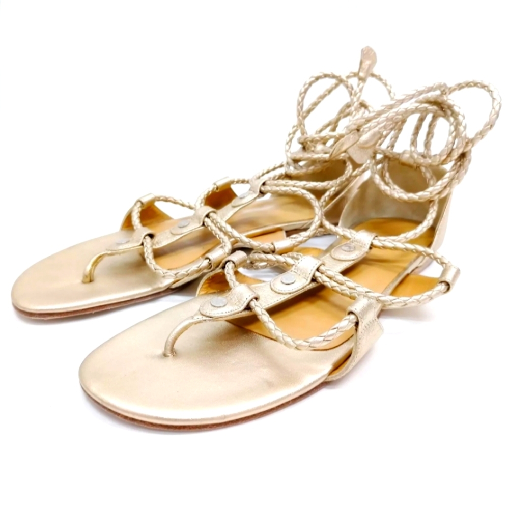 HERMES SANDALS WOMEN GOLD LEATHER (CALF)